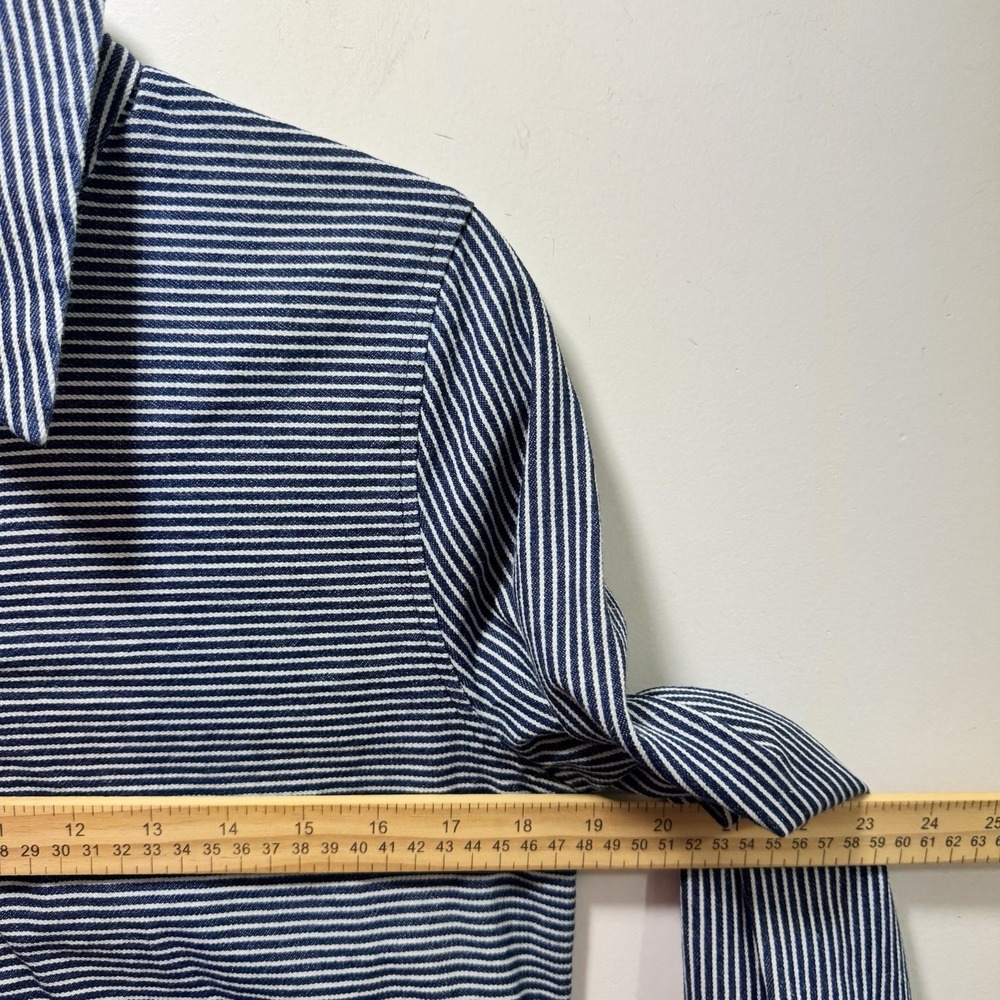 Kate Spade Preppy Chic Chambray Nautical Hamptons Shirt Dress Striped M Navy - Picture 5 of 8